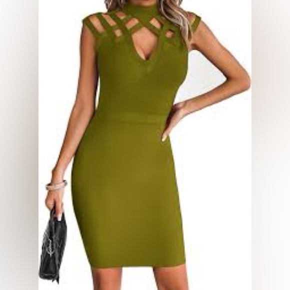 Elegant Olive Green Women's Dress - Picture 1 of 3
